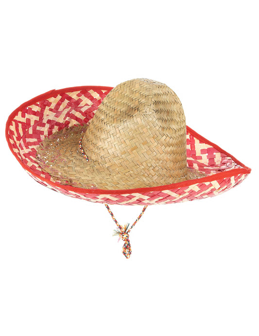 Vörös mexikói sombrero és felnőtt szalma