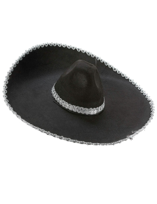 Fekete sombrero ezüst szegély felnőtt