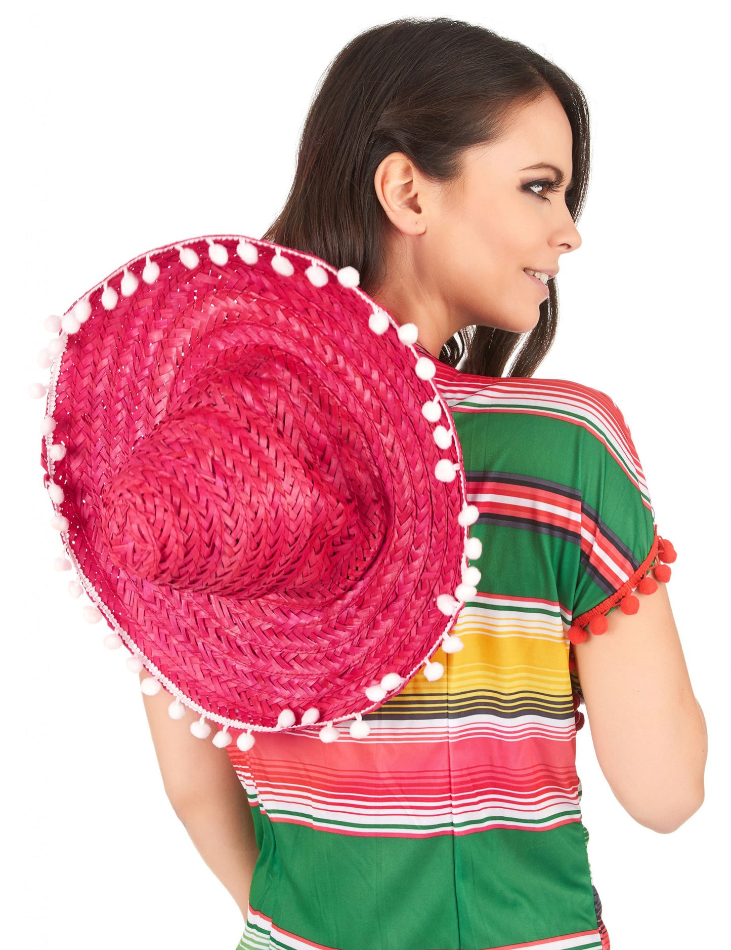 Vörös sombrero felnőtt pompom szegélyével