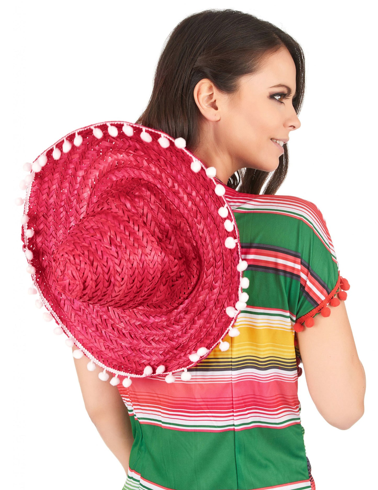 Vörös sombrero felnőtt pompom szegélyével