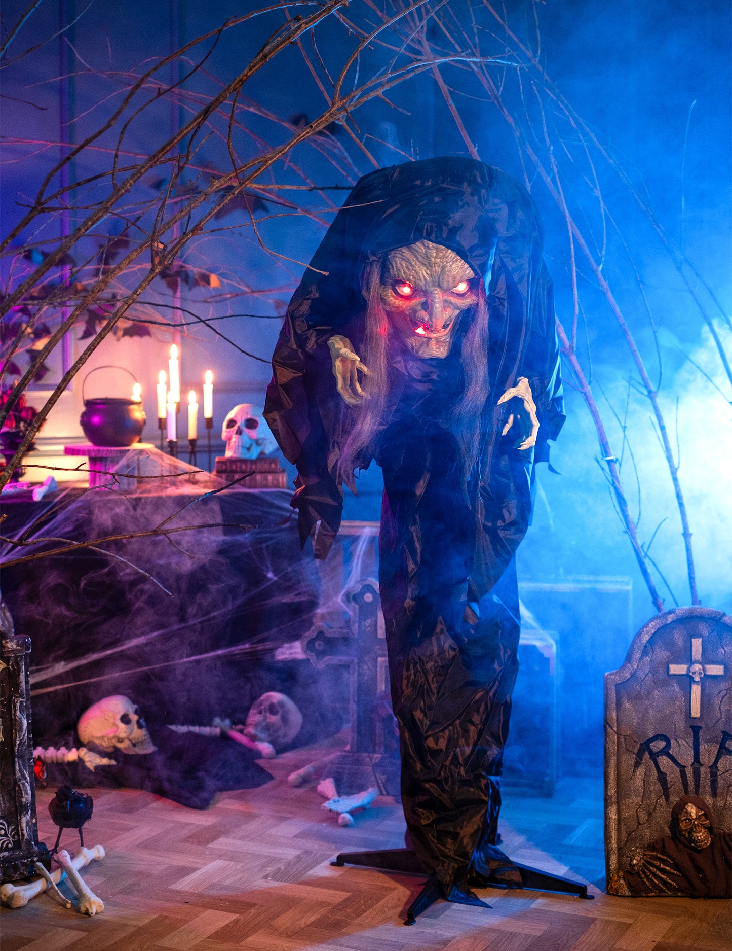 Hunchbacked Witch - Animált, hang, fényes 160 cm