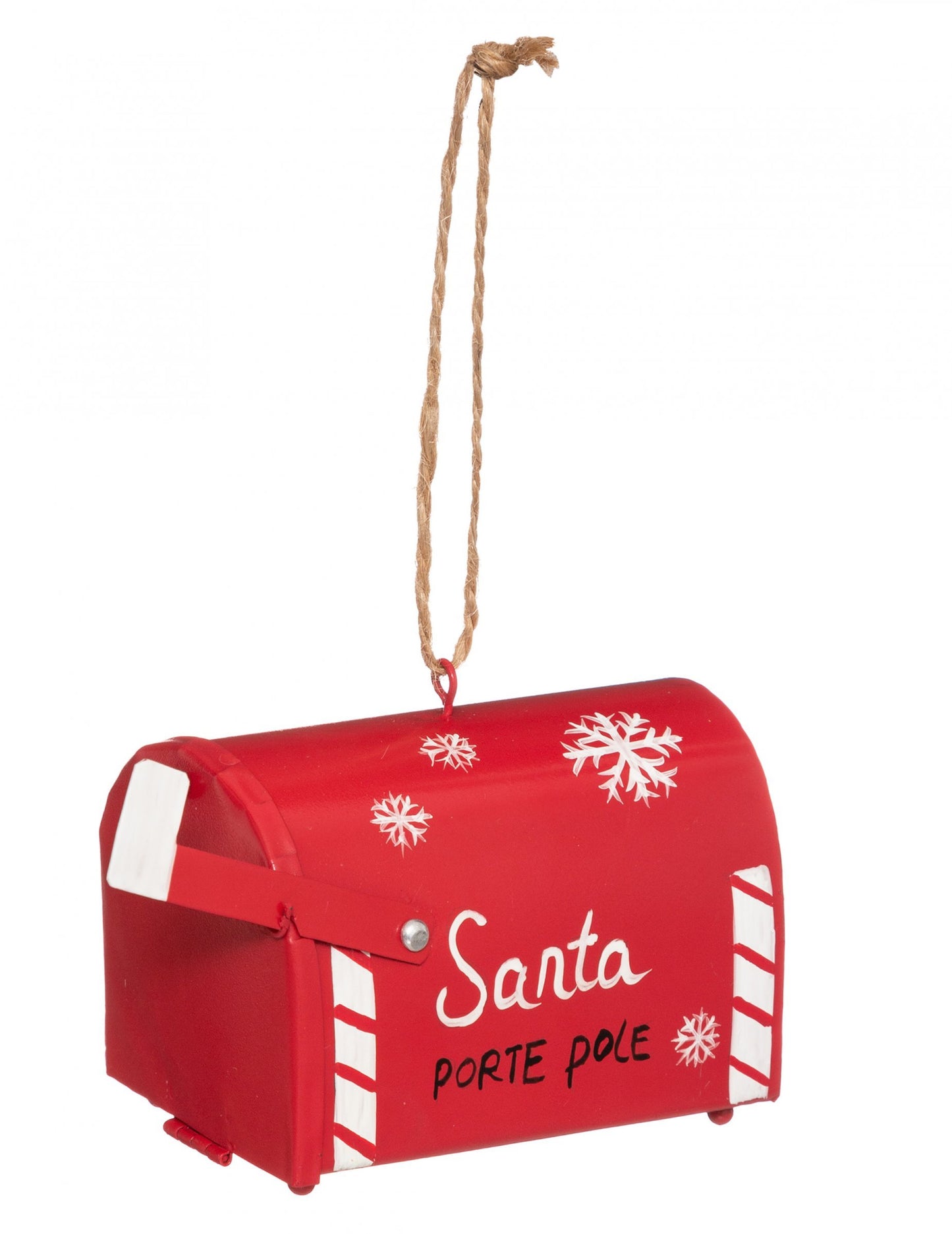 Karácsonyfadísz, piros postaláda, 7 cm