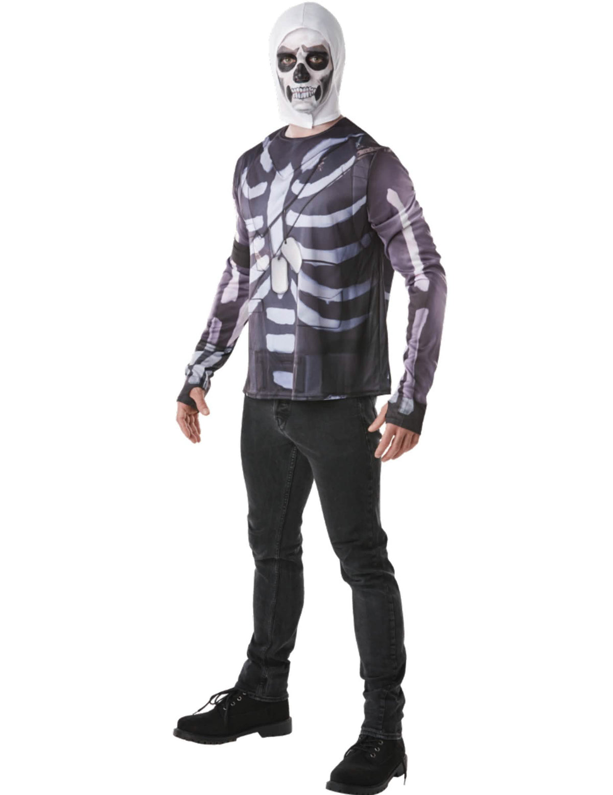 pólók és csuklya Skull Trooper Fortnite™ felnőtt fekete és fehér csontváz mintával