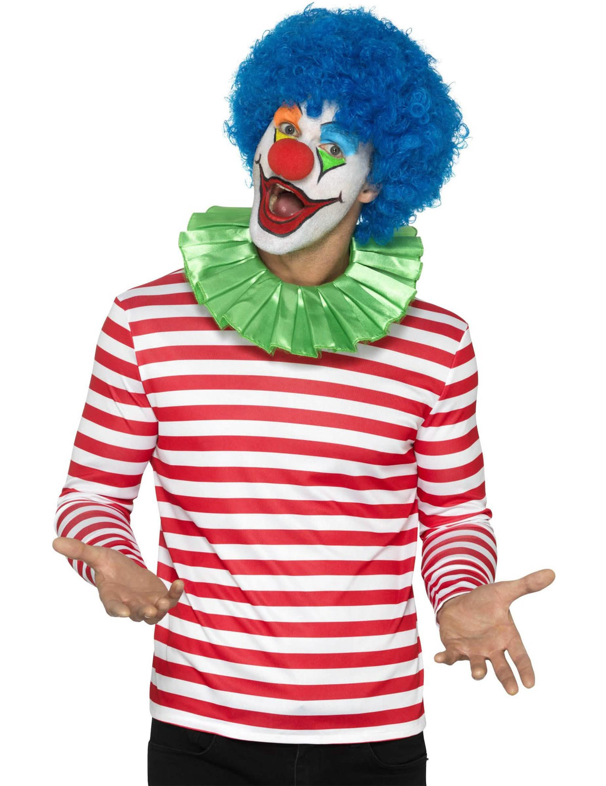 Kilátás kiegészítők clown a hosszú ujjú piros és fehér csíkos pólók felnőtt számára