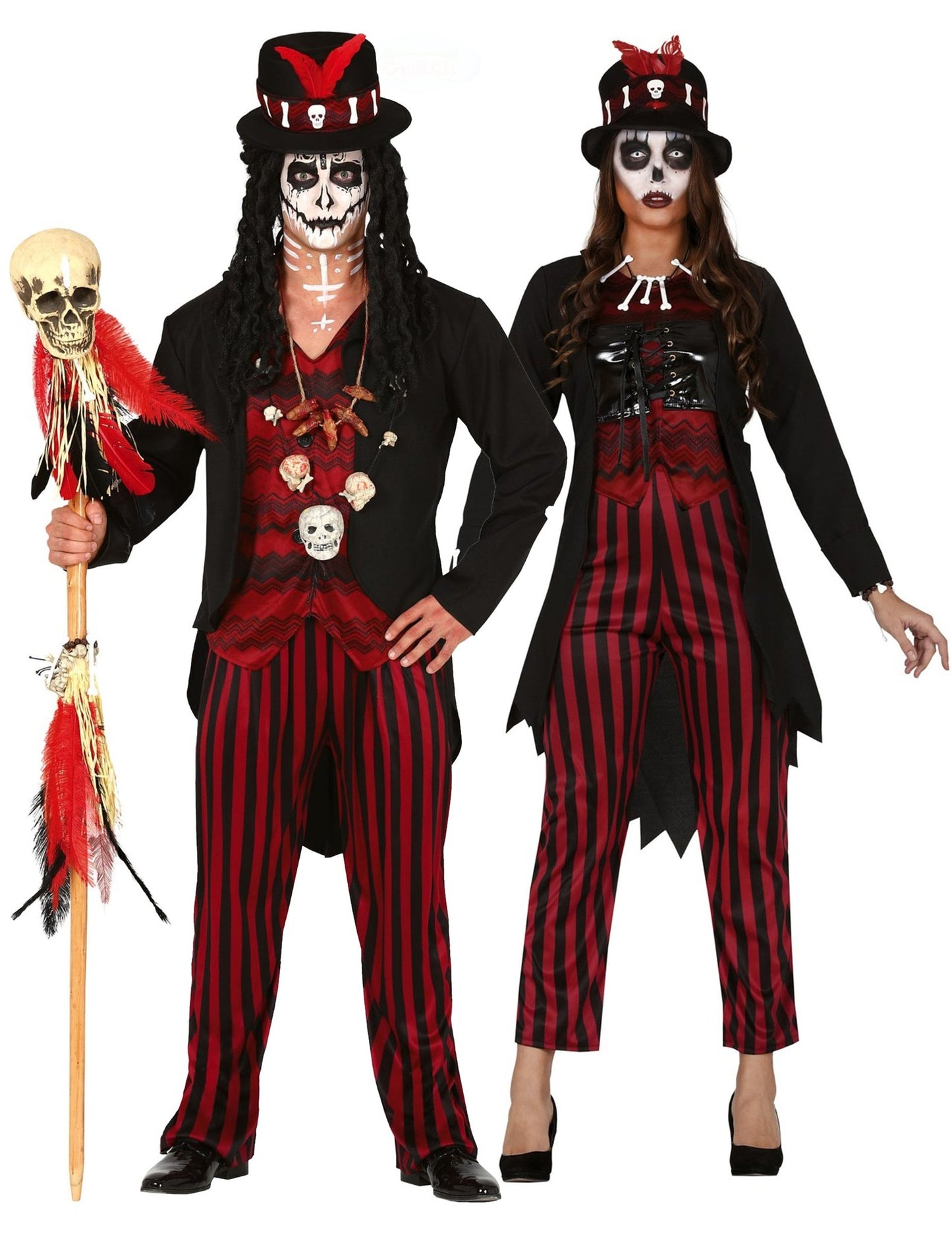 Csíkos voodoo varázsló páros jelmez felnőtteknek