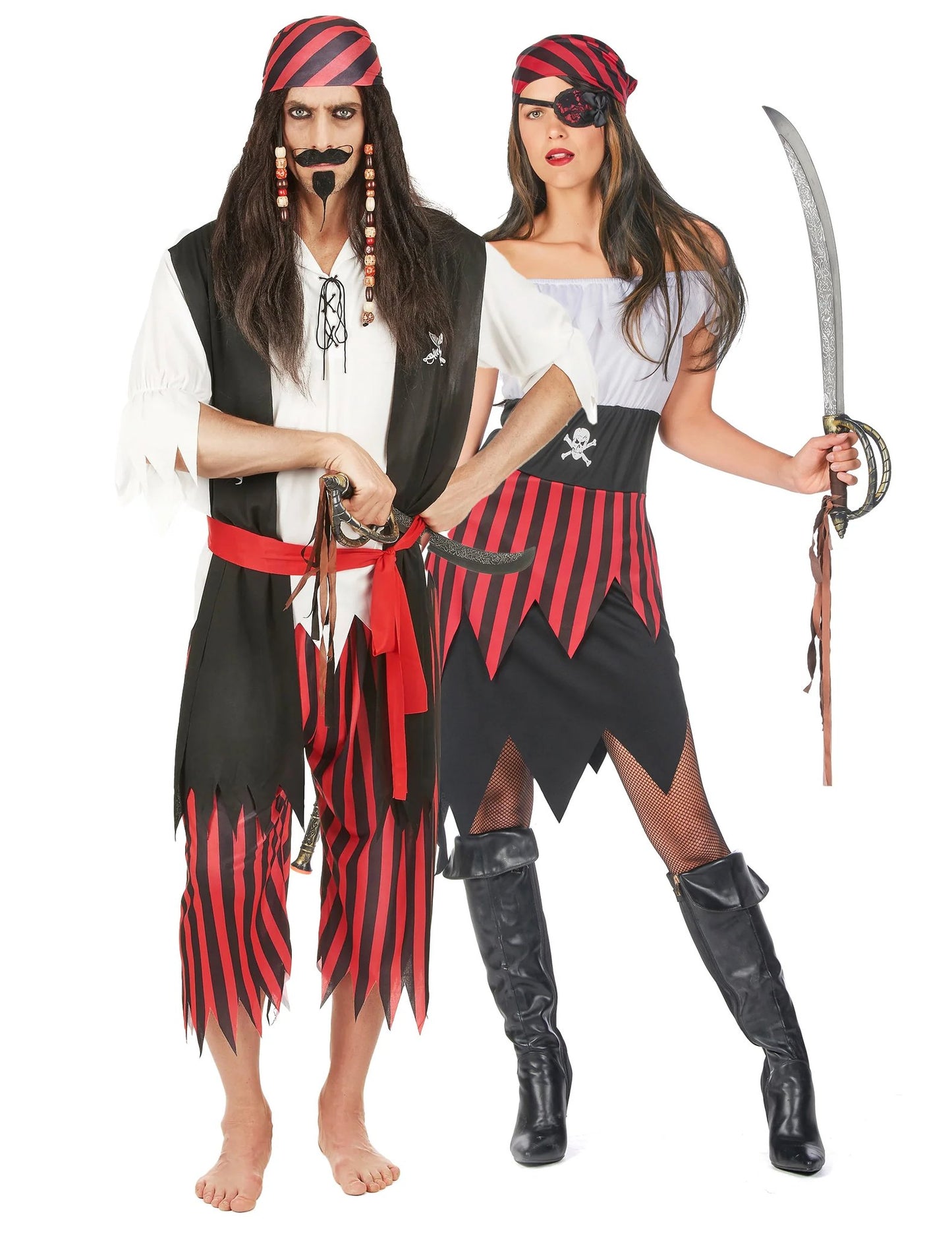 Déguisement de couple pirate corsaire dentelé adultes