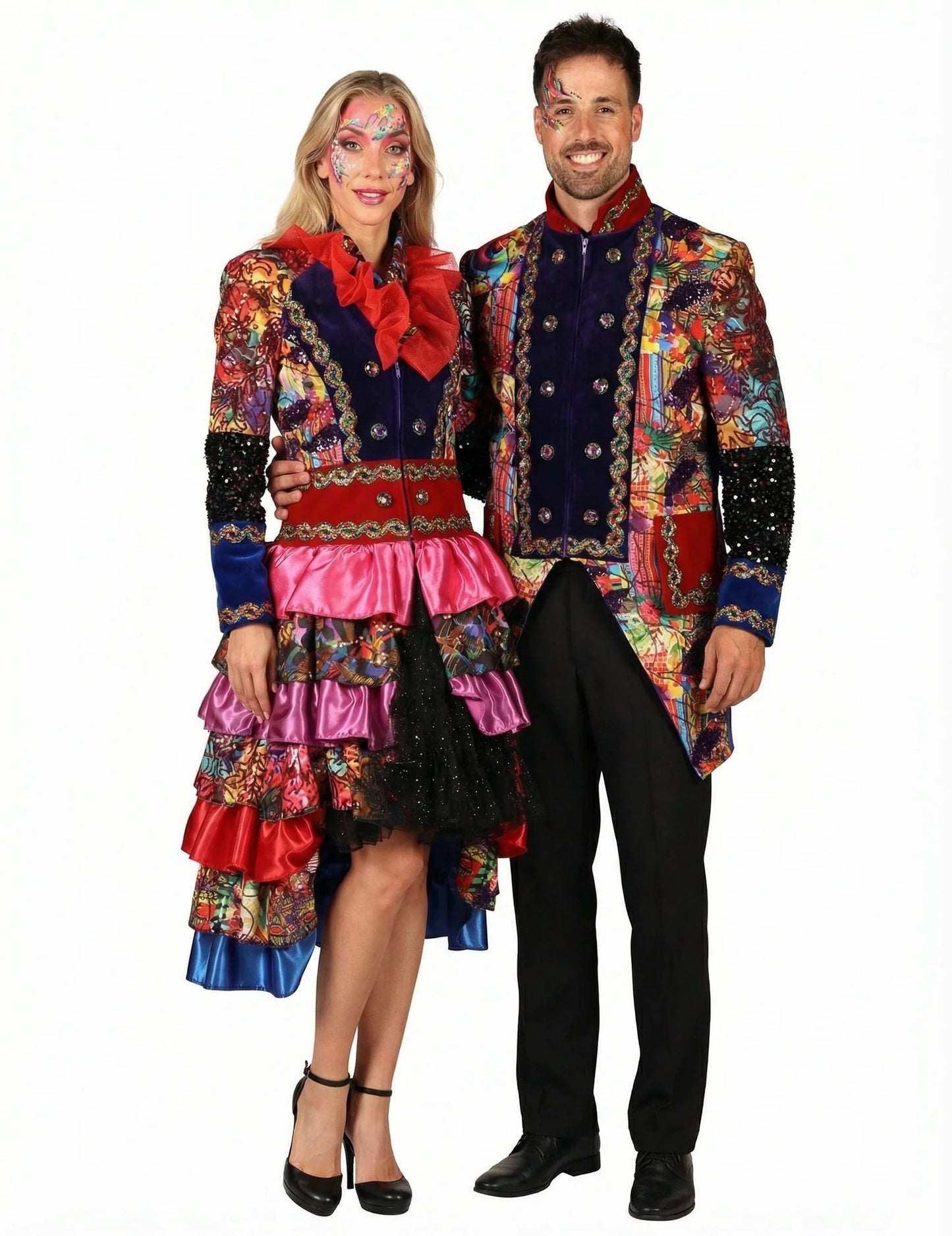 Déguisement couple veste Carnaval multicolore haut de gamme adulte