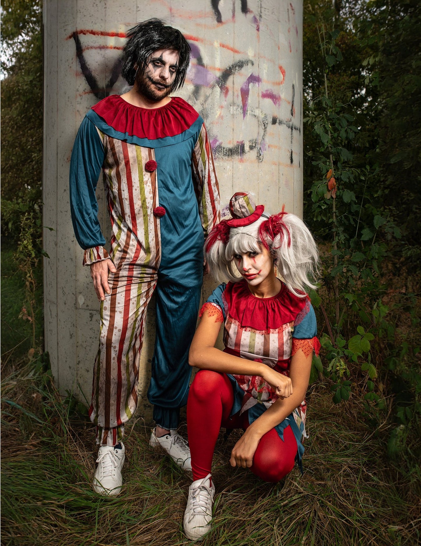 Színes bohóc párjelmez Halloweenre