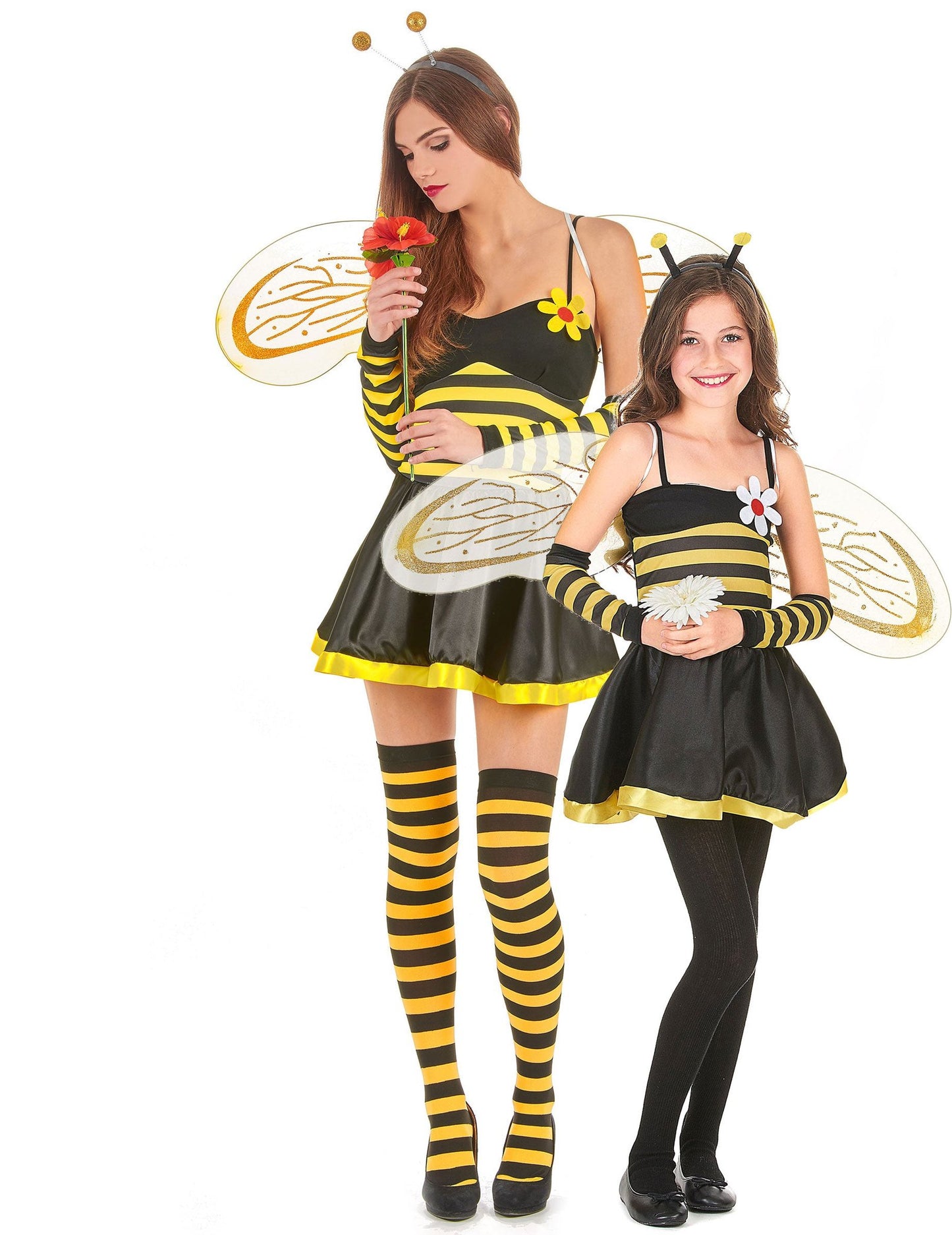 Déguisement de couple abeille fleurie mère et fille