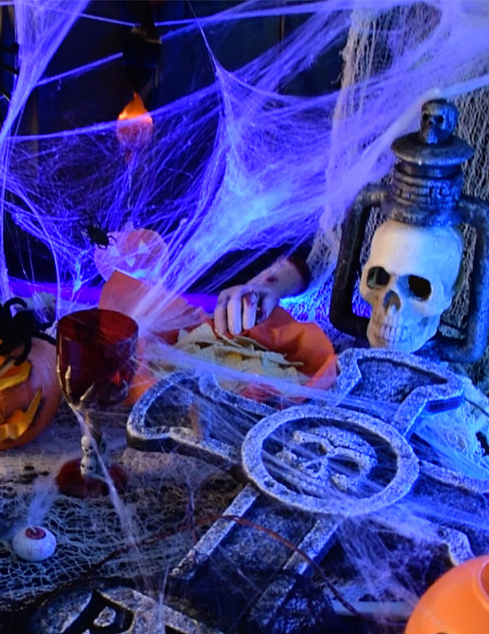 Fehér pókháló pókokkal 100 G Halloween