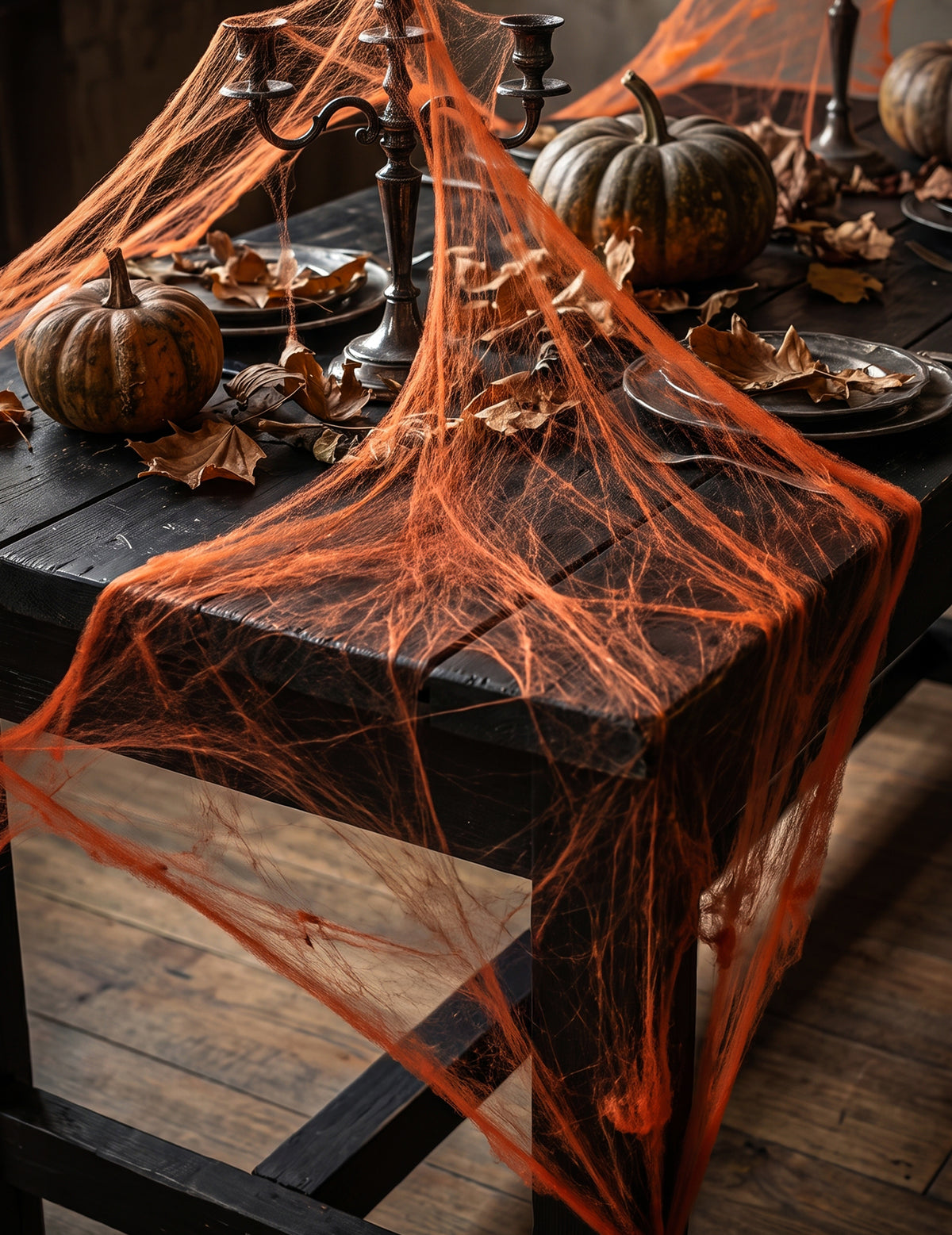 Narancssárga pókháló pókokkal 20 g Halloween