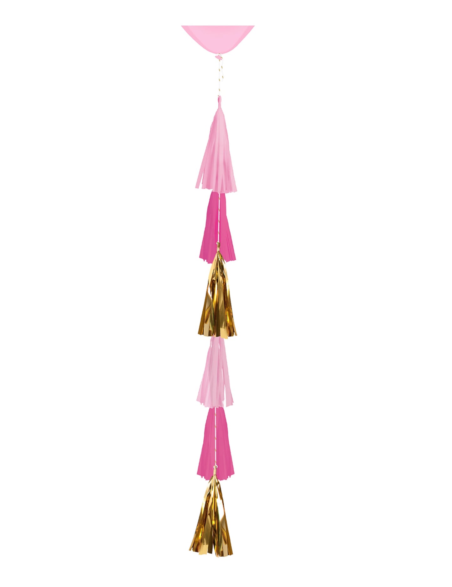 Traîne de ballon tassels en papier rose et or pour fête fuchsia
