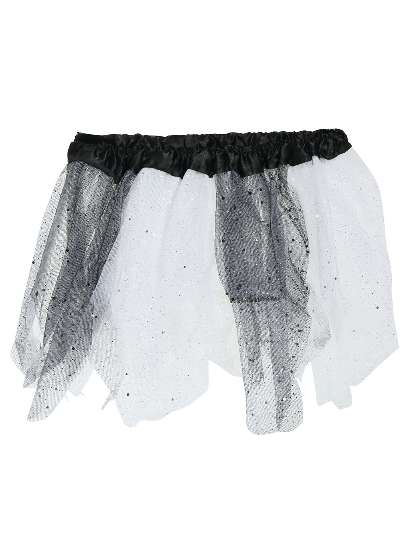 Détail des paillettes et du tulle du Tutu bicolore pour fille noir et blanc à paillettes
