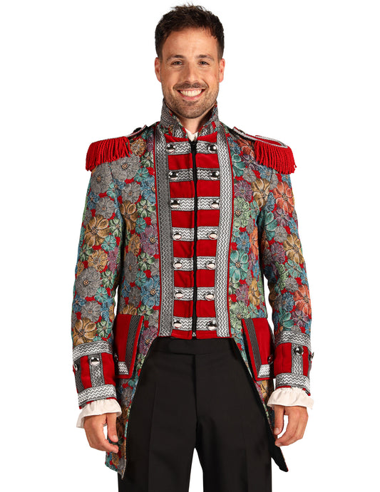 Vue de face de la veste de carnaval homme motif floral haut de gamme