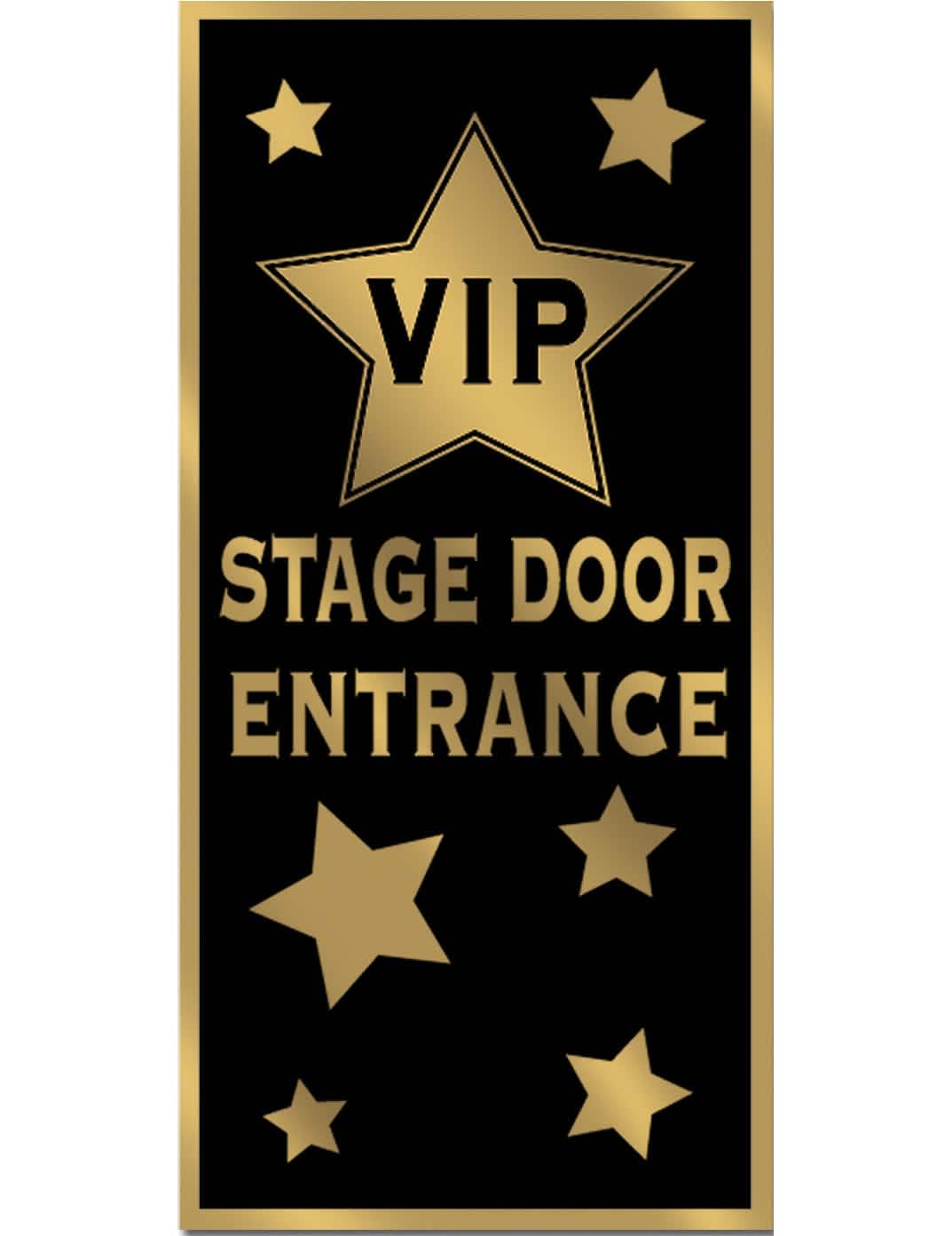 VIP ajtódísz fekete és arany felirattal: Stage Door Entrance és csillagok