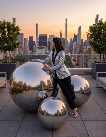 90 cm-es ezüst felfújható tükörgömb cm 