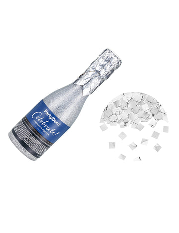 20,5 cm-es ezüst színű, fényes papír pezsgő konfettiágyú cm 