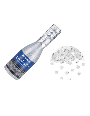 20,5 cm-es ezüst színű, fényes papír pezsgő konfettiágyú cm 