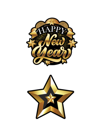 3 m-es fekete és arany színű boldog új évet kartonfüzér