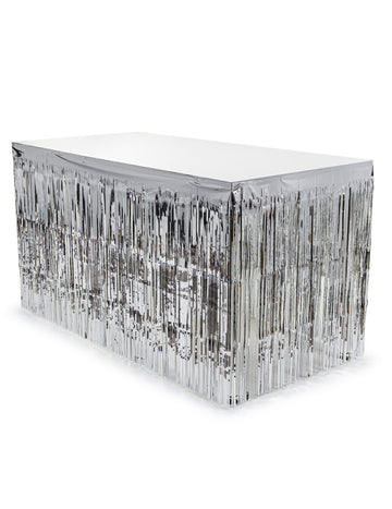 Ezüst rojtos asztalszoknya 300 x 80 cm 