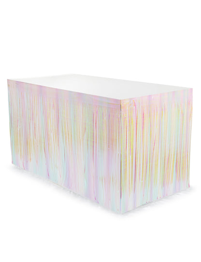 Irideszkáló rojtokkal díszített asztalszoknya 300 x 80 cm 