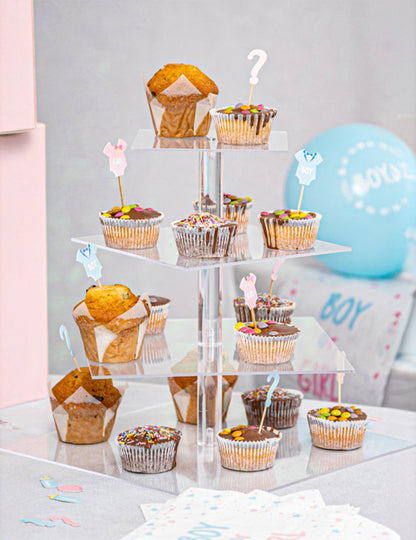 Négyszögletes emeletes tortaállvány 30 x 32 cm 