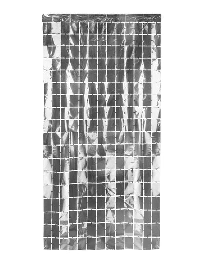 Ezüst négyzetes függöny 100 x 200 cm 