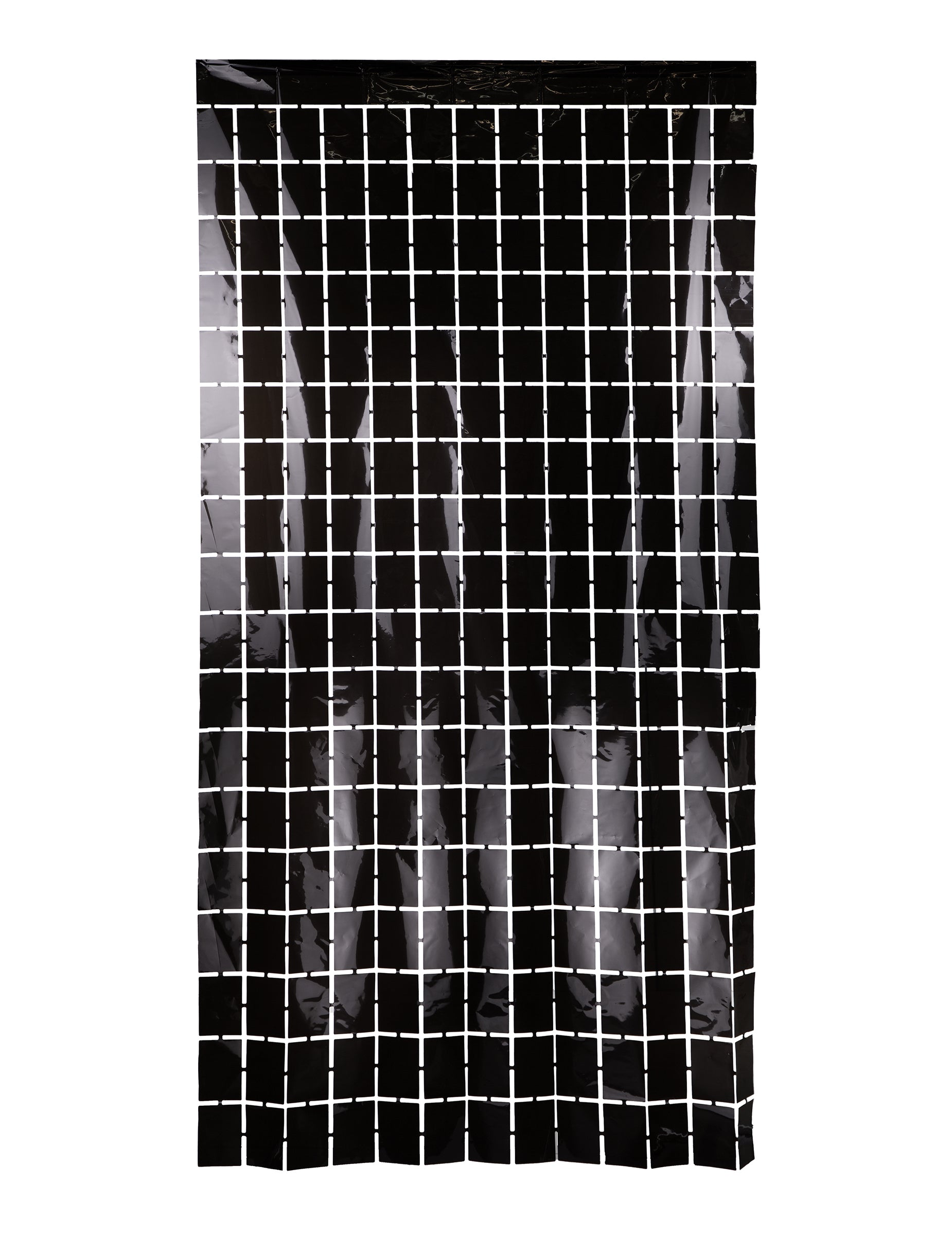 Vue d'ensemble du rideau de carrés noires pour décoration de fête noir brillant