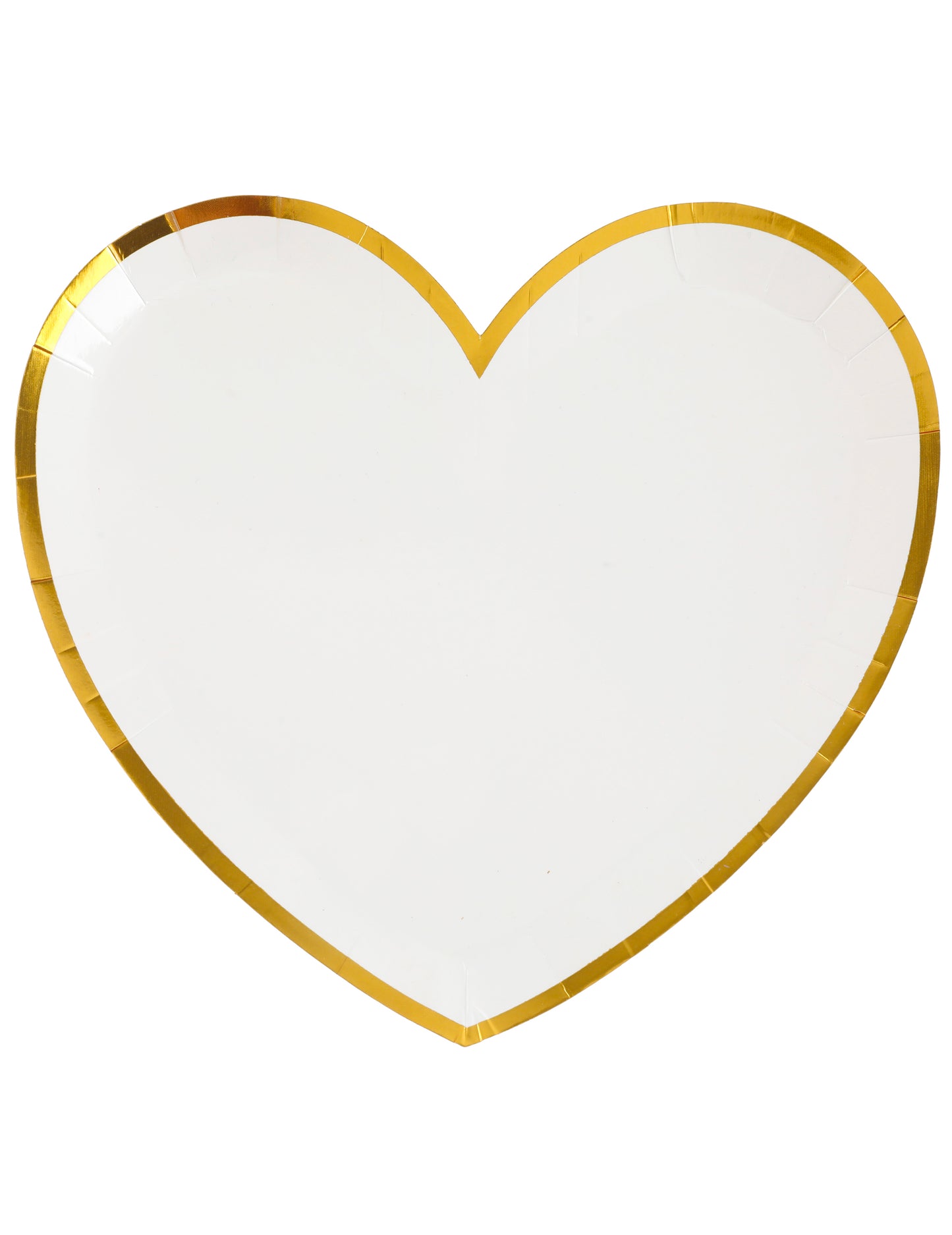 10 db fehér és arany színű, szív alakú kartontányér, 22,5 x 20 cm cm keresztelőre és bulira
