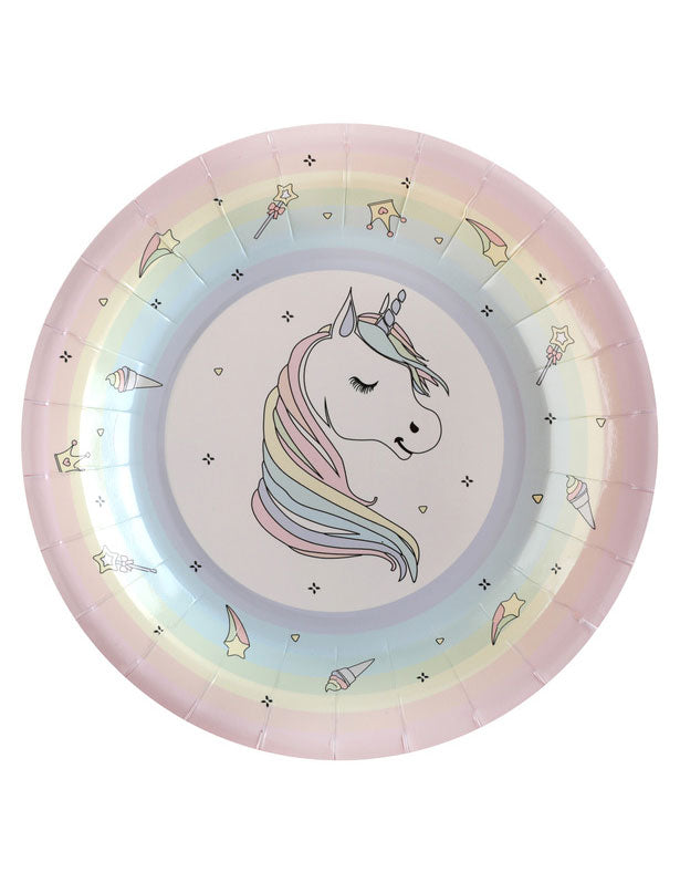 Assiettes en carton licorne pour enfant lot de 10 multicolore pastel