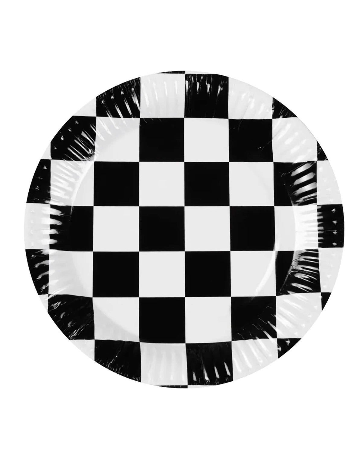 fekete és fehér damier mintás kartontányérok racing