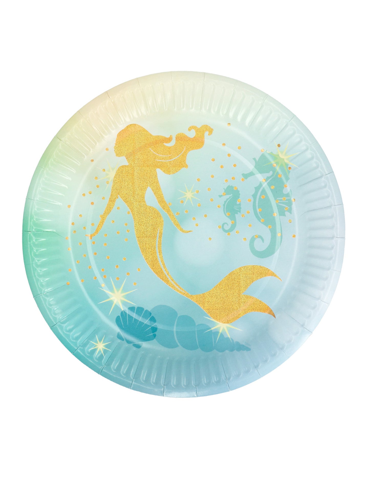 10 db arany sellő papírtányér 23 cm