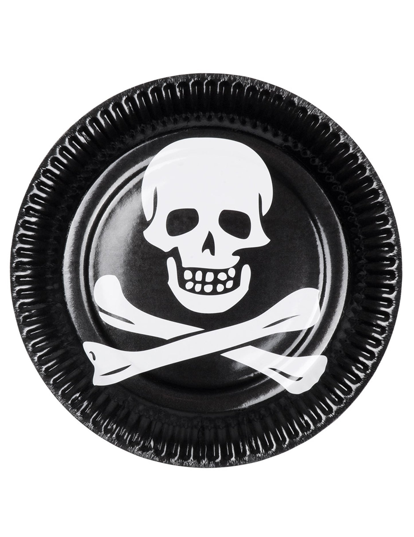 Assiettes tête de mort pour fête noir et blanc