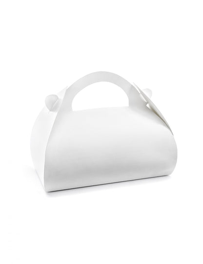 10 db fehér, füles kartonból készült süteményes doboz, 16 x 8,5 x 9,5 cm cm