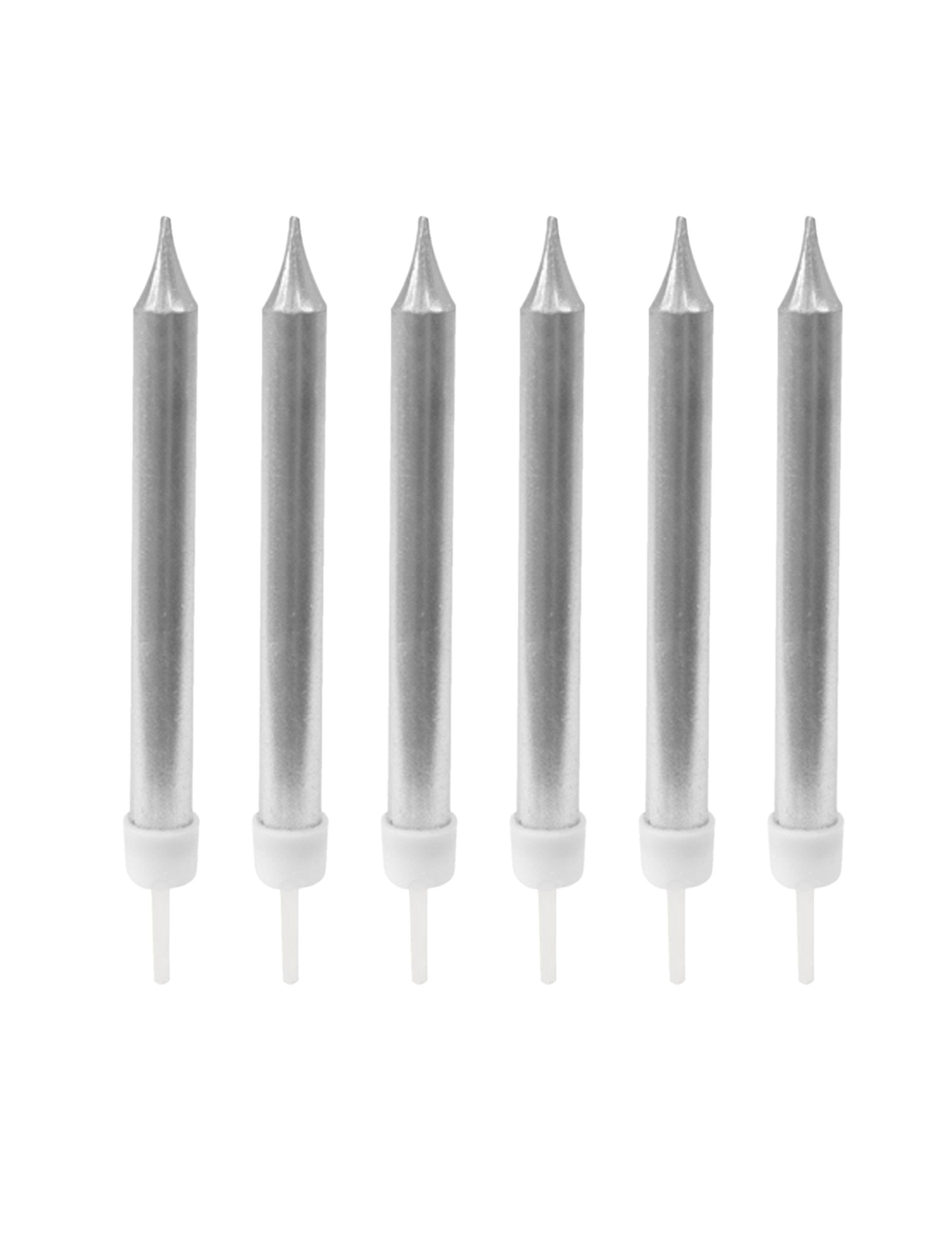 Bougies d'anniversaire argentées métallisées