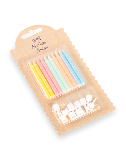 10 gyertya többszínű bobeches-szal 6 cm tortához