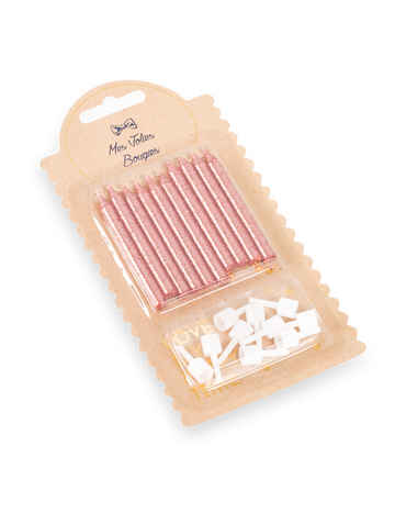 10 gyertya csillogó rozéarany bobech fülbevalókkal, 6 db cm születésnap