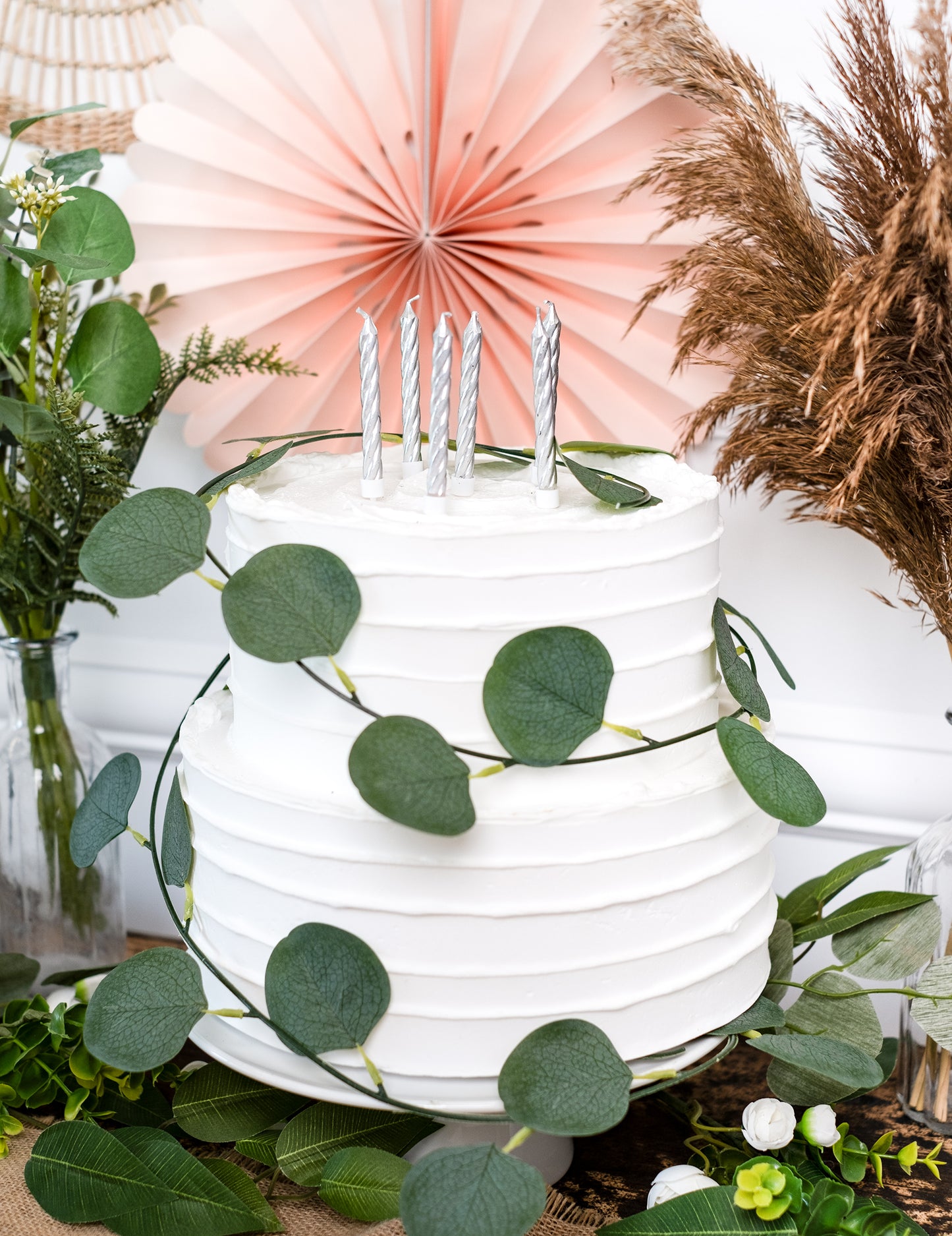 10 ezüst születésnapi gyertya 6,5 cm bobèche-ekkel