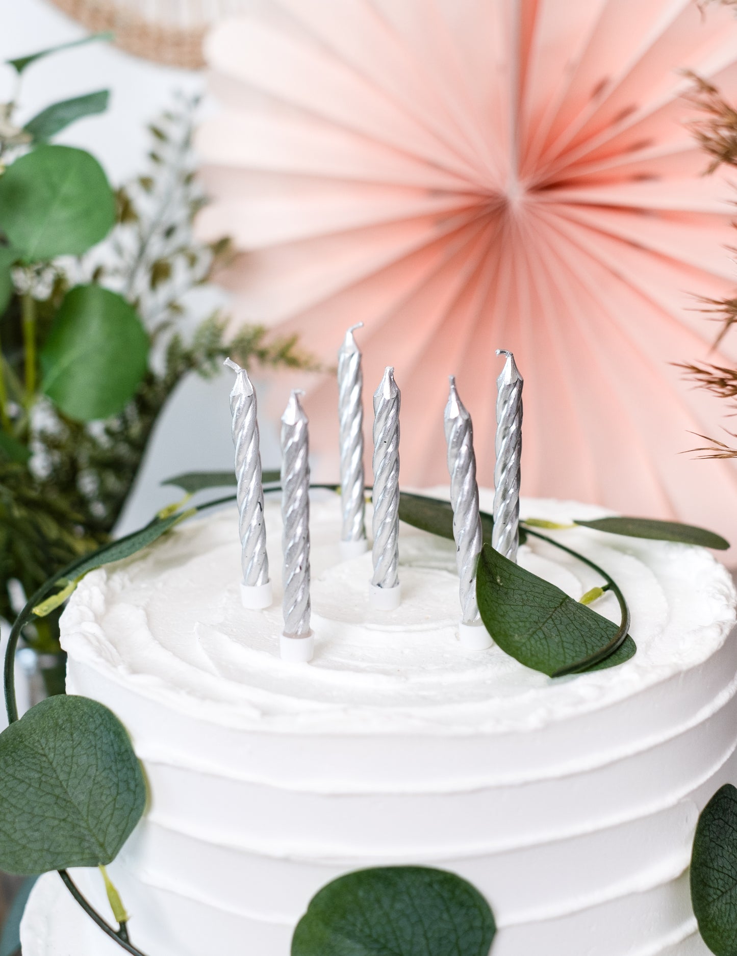 10 ezüst születésnapi gyertya 6,5 cm bobèche-ekkel