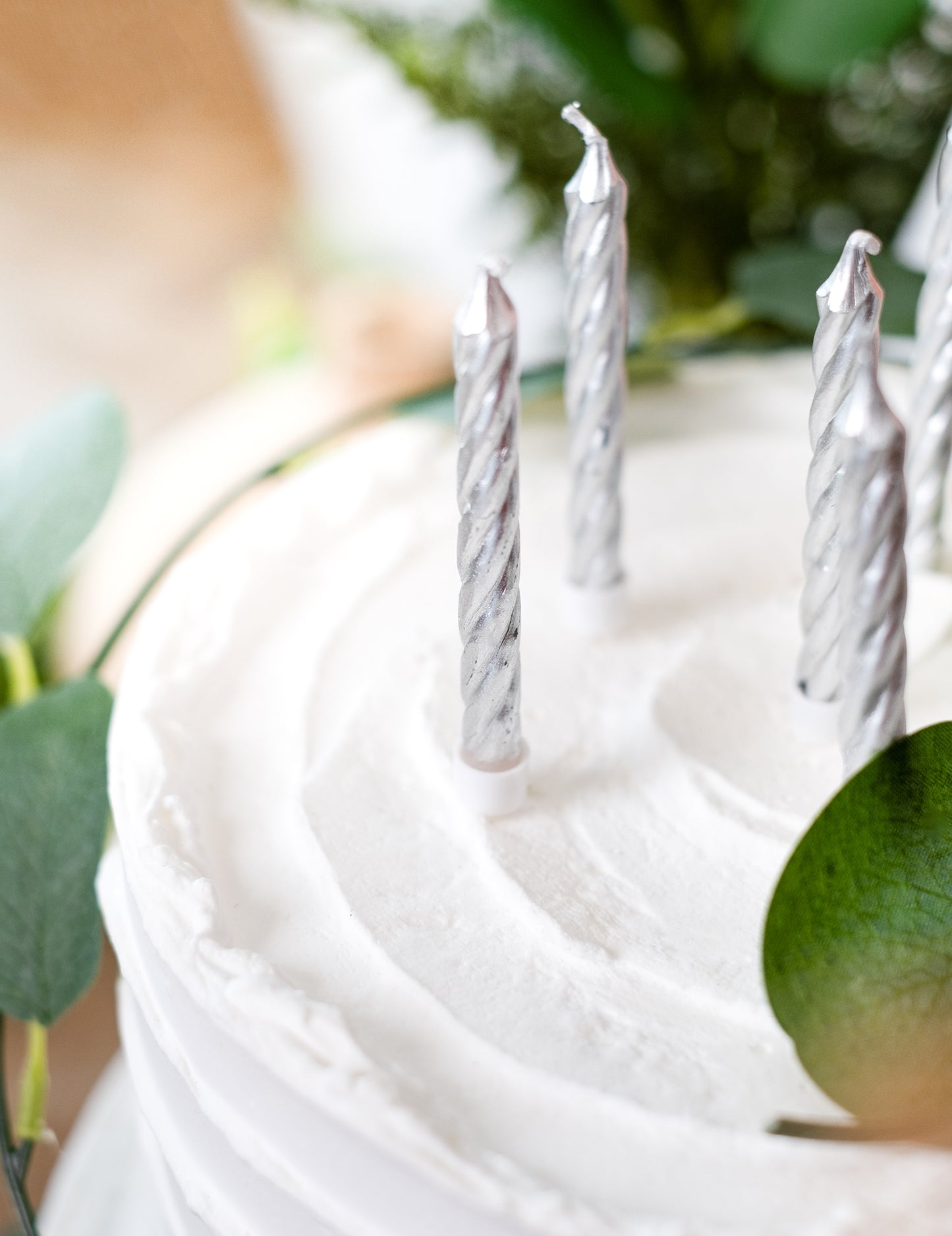 10 ezüst születésnapi gyertya 6,5 cm bobèche-ekkel