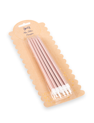 10 bougies géantes d'anniversaire roses gold 15 cm effet métallique
