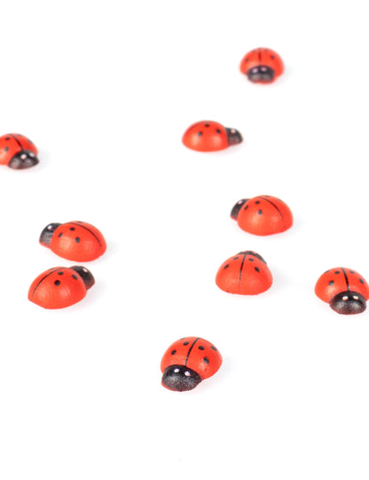 10 piros-fekete fa katicabogár 1,5 cm ünnepi dekorációhoz 