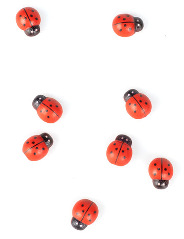 10 piros-fekete fa katicabogár 1,5 cm ünnepi dekorációhoz 
