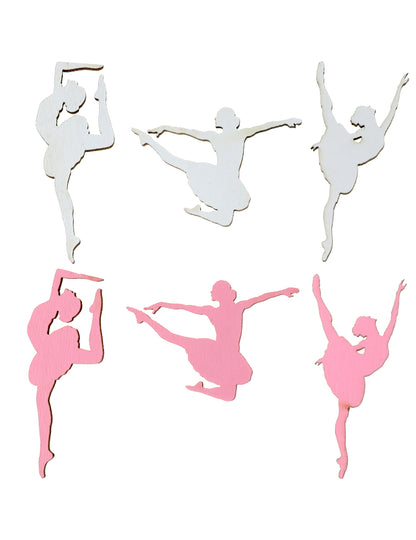 Confettis de table en bois ballerine pour décoration rose et blanc