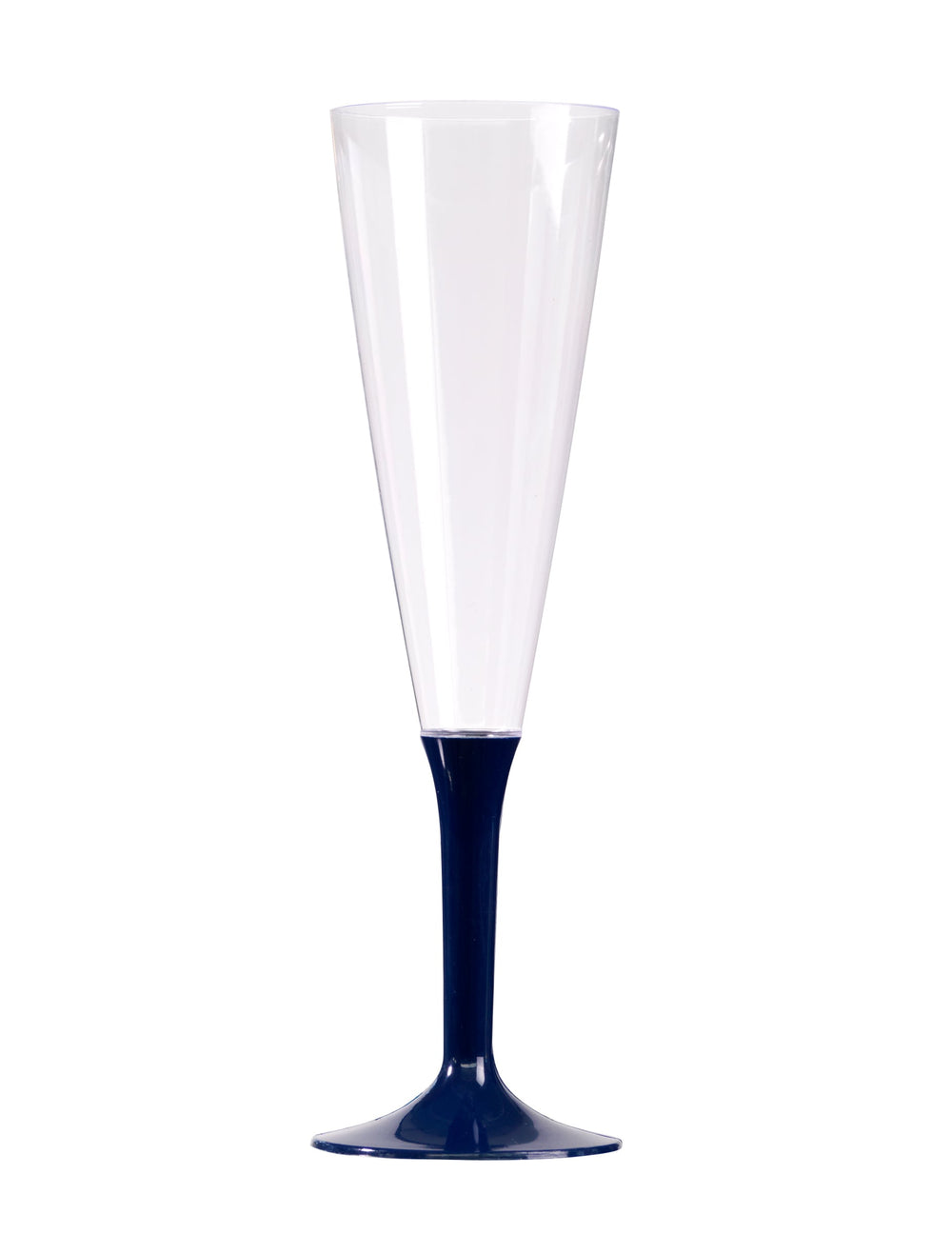 Flûte à champagne avec pied bleu marine en plastique