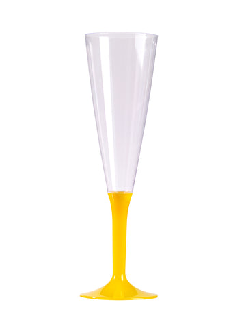 10 db sárga szárú, 150 ml-es műanyag pezsgőspohár