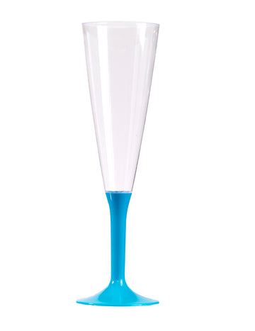 10 türkiz szárú pezsgőspohár, 150 ml, műanyag