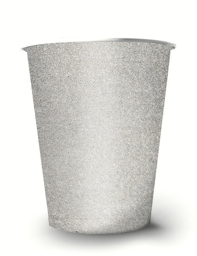 Gobelets américains scintillants pour fête argent en carton recyclable