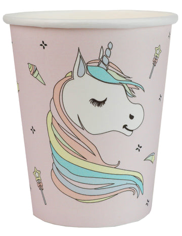 Pasztell rózsaszín unikornisos papírpoharak gyerekeknek