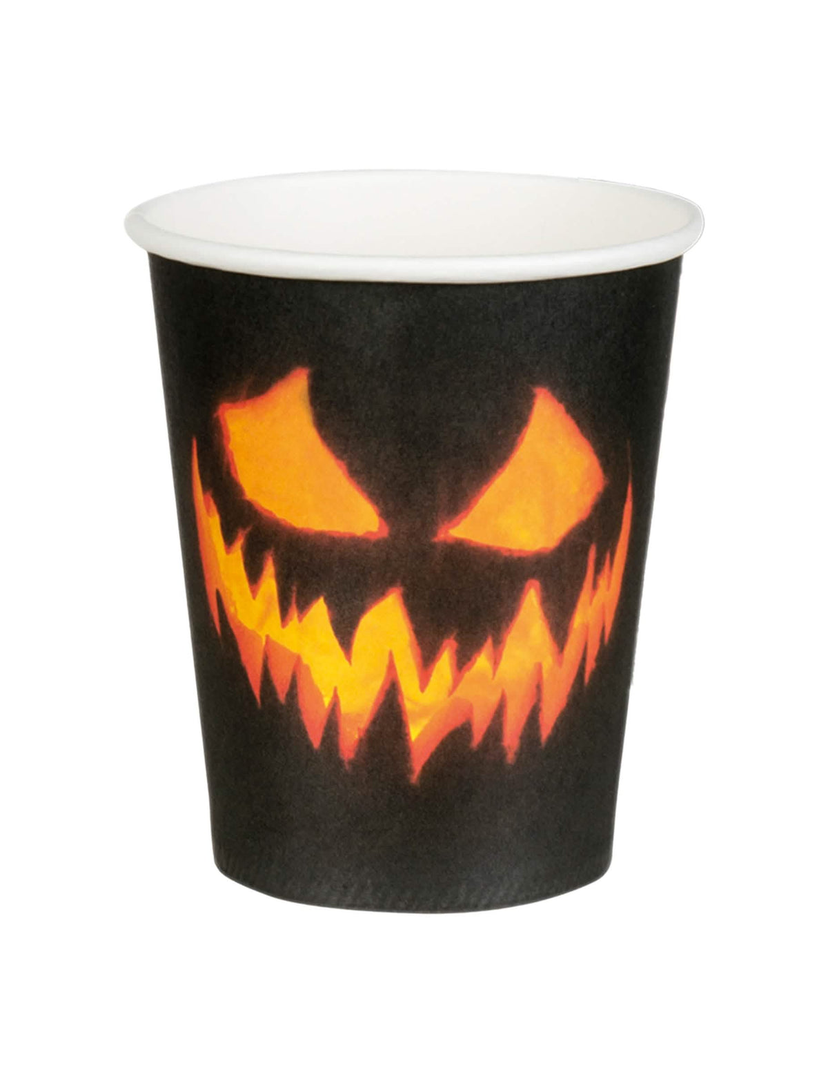 Karton poharak ijesztő tökkel halloweenre fekete és narancssárga